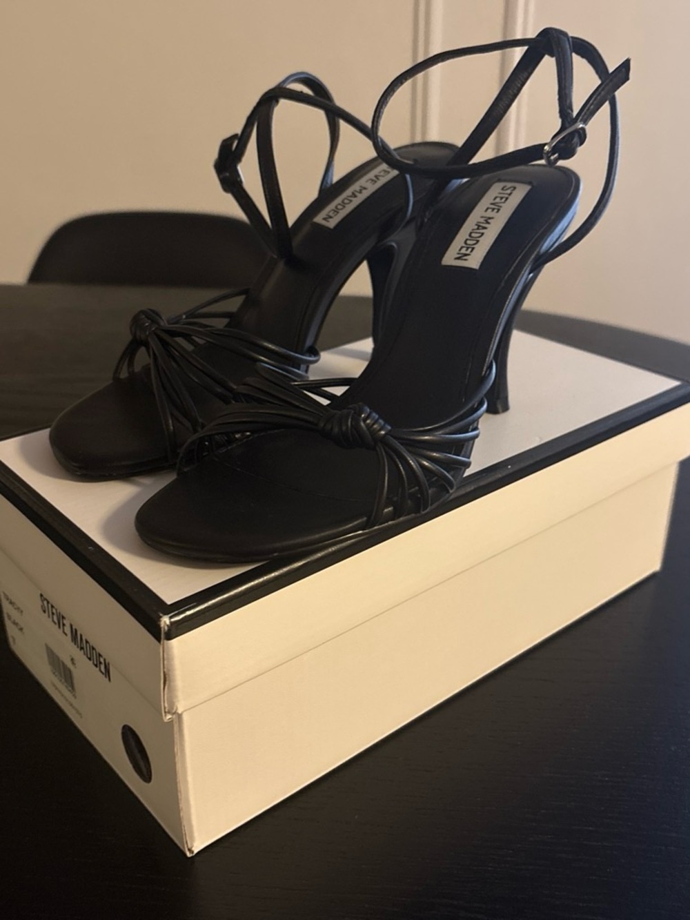 Steve Madden Black Knotted Strappy Heels